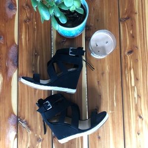 Black Espadrille Wedges 8.5 NBW